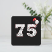 ハッピー75th誕生日オンブラック招待状 招待状 (スタンド正面)