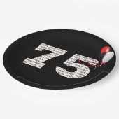 ハッピー75th誕生日オンブラック紙プレート ペーパープレート (アングル)