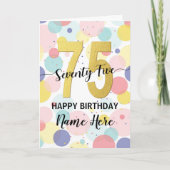 ハッピー75th誕生日パステルレインボー金ゴールドウーマン カード (正面)