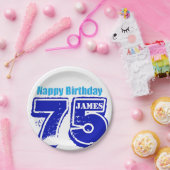 ハッピー75th誕生日パーソナライズされた紙プレート ペーパープレート (パーティー)