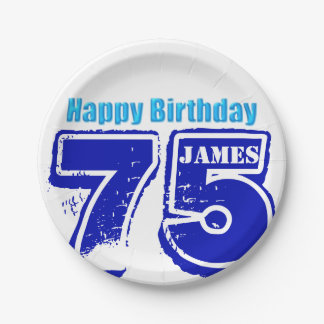 ハッピー75th誕生日パーソナライズされた紙プレート ペーパープレート