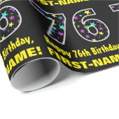 ハッピー76誕生日、おもしろいカラフルスターパターン76 ラッピングペーパー (ロールコーナー)