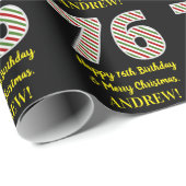 ハッピー76誕生日&メリークリスマス、名前をカスタムする ラッピングペーパー (ロールコーナー)