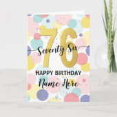 ハッピー76th誕生日パステルレインボー金ゴールドウーマン カード (正面)