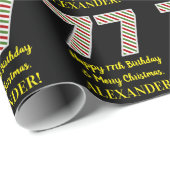 ハッピー77誕生日&メリークリスマス、名前をカスタムする ラッピングペーパー (ロールコーナー)