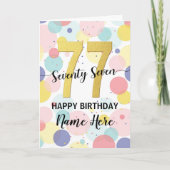 ハッピー77th誕生日パステルレインボー金ゴールドウーマン カード (正面)