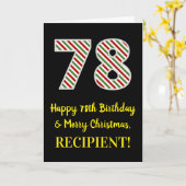 ハッピー78誕生日&メリークリスマス、名前をカスタムする カード (黄色い花)