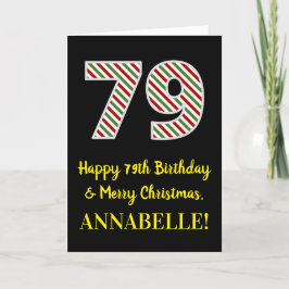 ハッピー79誕生日&メリークリスマス、名前をカスタムする カード