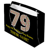 ハッピー79誕生日&メリークリスマス、名前をカスタムする ラージペーパーバッグ (裏面アングル)