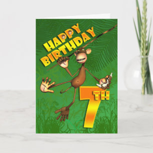 ハッピー7th誕生日モンキーバナナ カード