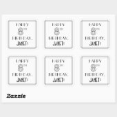 ハッピー8番目の誕生日、アールデコスタイル、名前をカスタムする スクエアシール (シート)