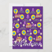 ハッピー8番目誕生日招待状誕生日#8パープル 招待状 (正面)