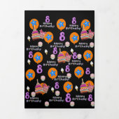 ハッピー8誕生日カード、#8ブラック&イエロー 三つ折りカード (カバー)