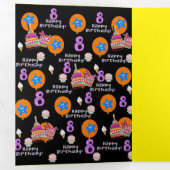 ハッピー8誕生日カード、#8ブラック&イエロー 三つ折りカード (内部最初)