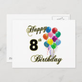 ハッピー8誕生日ポストカードと誕生日カード ポストカード (正面/裏面)