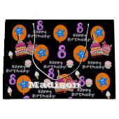 ハッピー8誕生日抱き枕#8ブラック ラージペーパーバッグ (正面)