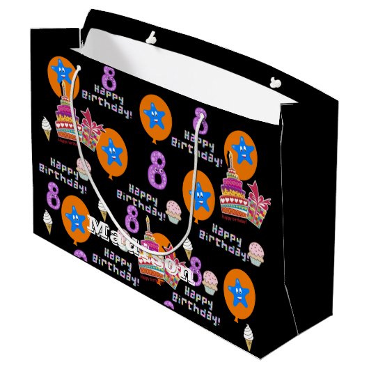 ハッピー8誕生日抱き枕#8ブラック ラージペーパーバッグ (裏面アングル)