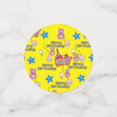 ハッピー8誕生日紙吹雪、#8黄&紫 コンフェッティ (スモール正面)