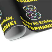 ハッピー8誕生日、おもしろいカラフルスターパターン8 ラッピングペーパー (ロールコーナー)