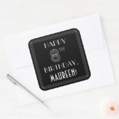 ハッピー8誕生日;アールデコスタイル;名前をカスタムする スクエアシール (封筒)