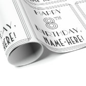 ハッピー8誕生日;アールデコスタイル;名前をカスタムする ラッピングペーパー (ロールコーナー)