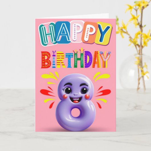 ハッピー8誕生日 カード (黄色い花)