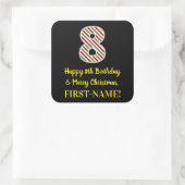 ハッピー8誕生日&メリークリスマス,名前をカスタムする スクエアシール (バッグ)