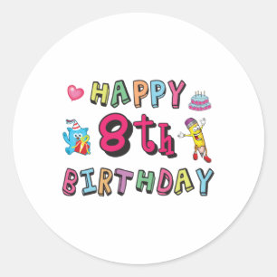 ハッピー8誕生日。日帰り8年間の願い ラウンドシール