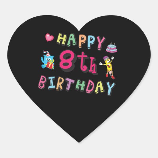 ハッピー8誕生日。日産8年 ハートシール (正面)