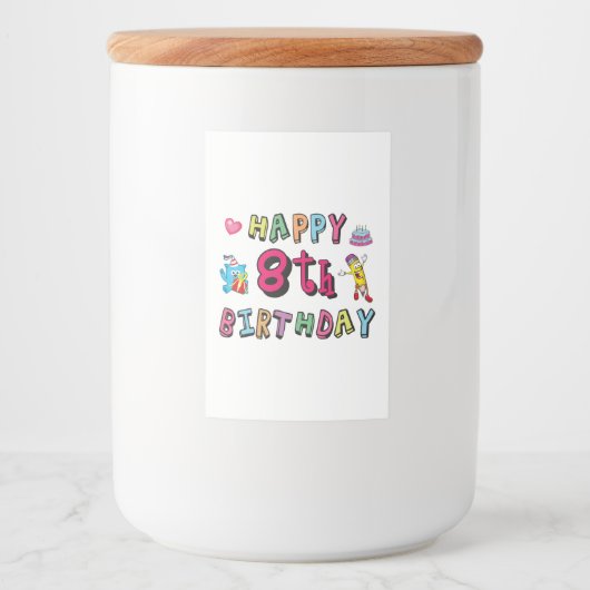 ハッピー8誕生日。日産8年 フードラベル (正面)