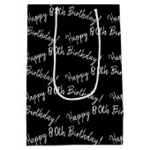 ハッピー80誕生日オンブラック ミディアムペーパーバッグ (裏面)