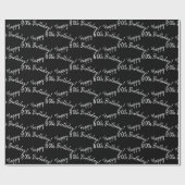 ハッピー80誕生日オンブラック ラッピングペーパー (フラット)