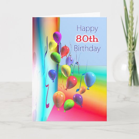 ハッピー80誕生日バルーンウォール カード (正面)