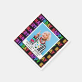 ハッピー80誕生日フォトレインボーネオンナプキンズ スタンダードカクテルナプキン (角)