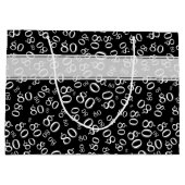 ハッピー80誕生日ブラック/ホワイト番号書式 ラージペーパーバッグ (裏面)