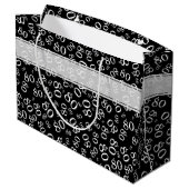 ハッピー80誕生日ブラック/ホワイト番号書式 ラージペーパーバッグ (裏面アングル)