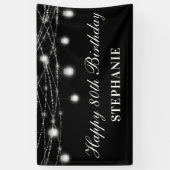 ハッピー80誕生日メイスンジャースライツ白黒 横断幕 (縦)