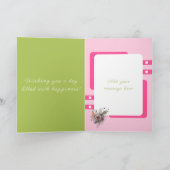 ハッピー80誕生日名フローラピンク カード (内部)