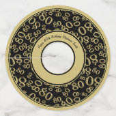 ハッピー80誕生日金ゴールドとブラックナンバーテーマ ワイングラスタグ (裏面)