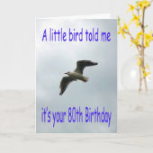 ハッピー80誕生日飛んでいるカモメ カード (黄色い花)