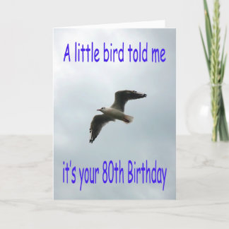 ハッピー80誕生日飛んでいるカモメ カード