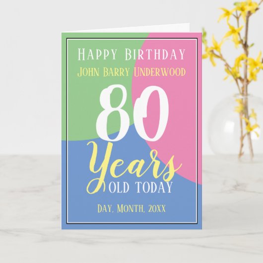 ハッピー80誕生日 カード (黄色い花)