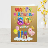 ハッピー80誕生日 カード (黄色い花)