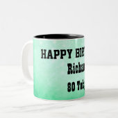 ハッピー80誕生日 パーソナライズされた ツートーンマグカップ (正面左)