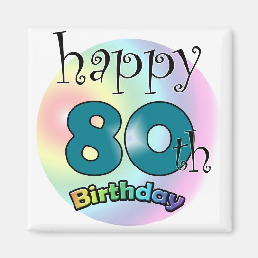 ハッピー80誕生日 マグネット (正面)