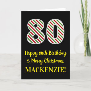 ハッピー80誕生日&メリークリスマス名前をカスタムする カード