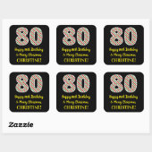 ハッピー80誕生日&メリークリスマス,名前をカスタムする スクエアシール (シート)