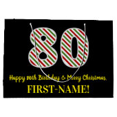 ハッピー80誕生日&メリークリスマス，名前をカスタムする ラージペーパーバッグ (裏面)