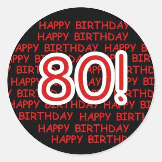 ハッピー80誕生日 ラウンドシール (正面)