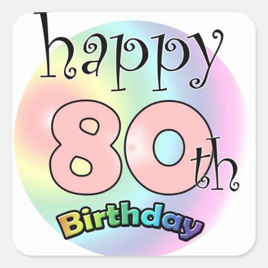 ハッピー80誕生日（ローゼ） スクエアシール (正面)